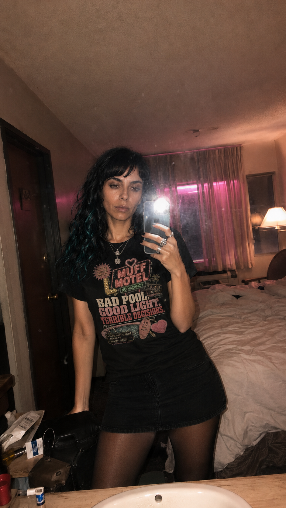 Bad Pool Good Light Terrible Decisions Tee | Muff Motel Dark Colorway