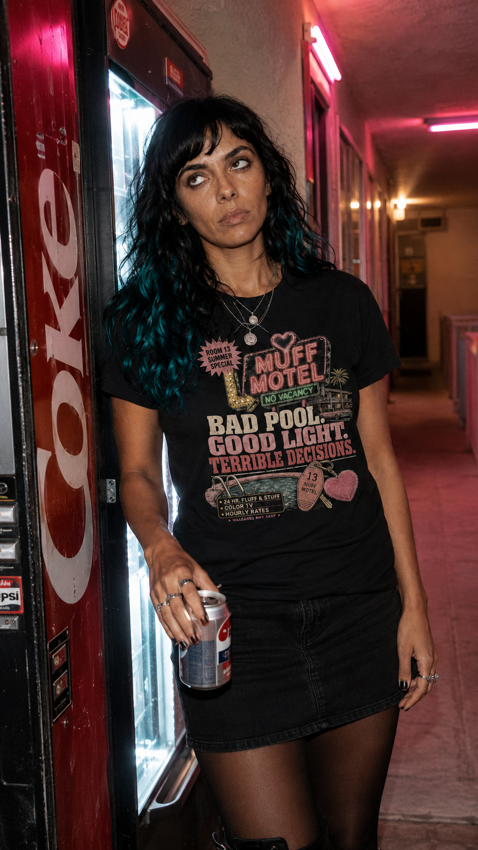 Bad Pool Good Light Terrible Decisions Tee | Muff Motel Dark Colorway