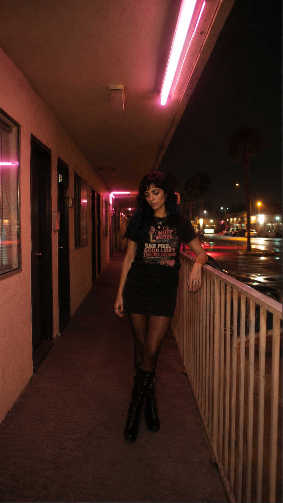Bad Pool Good Light Terrible Decisions Tee | Muff Motel Dark Colorway