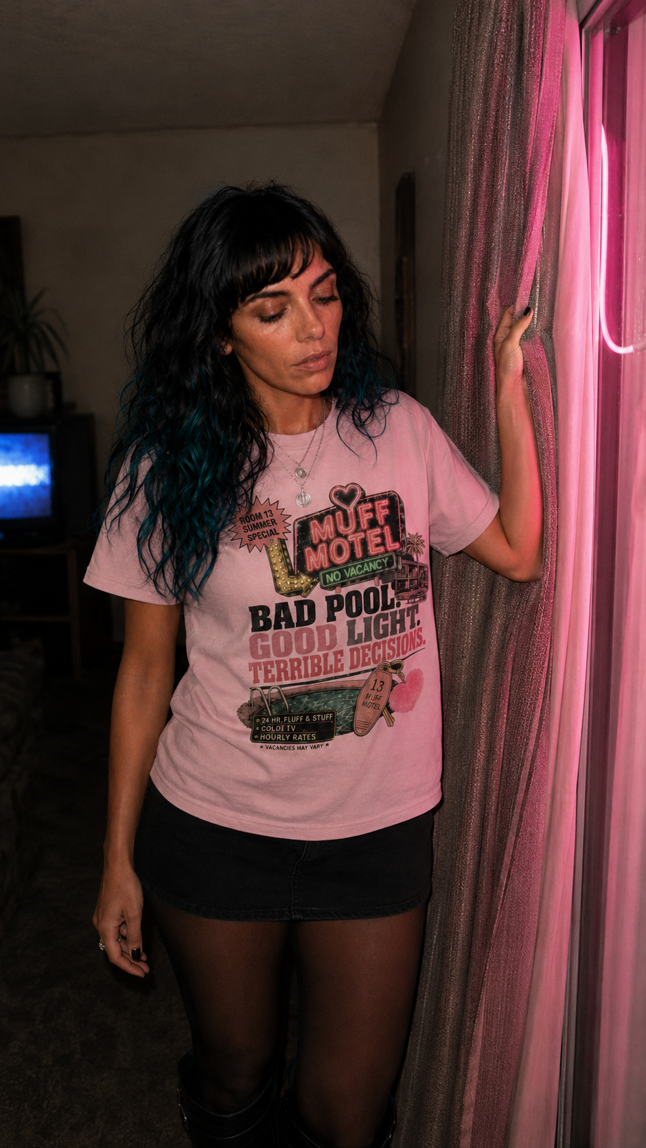 Bad Pool Good Light Terrible Decisions Tee | Muff Motel Light Colorway