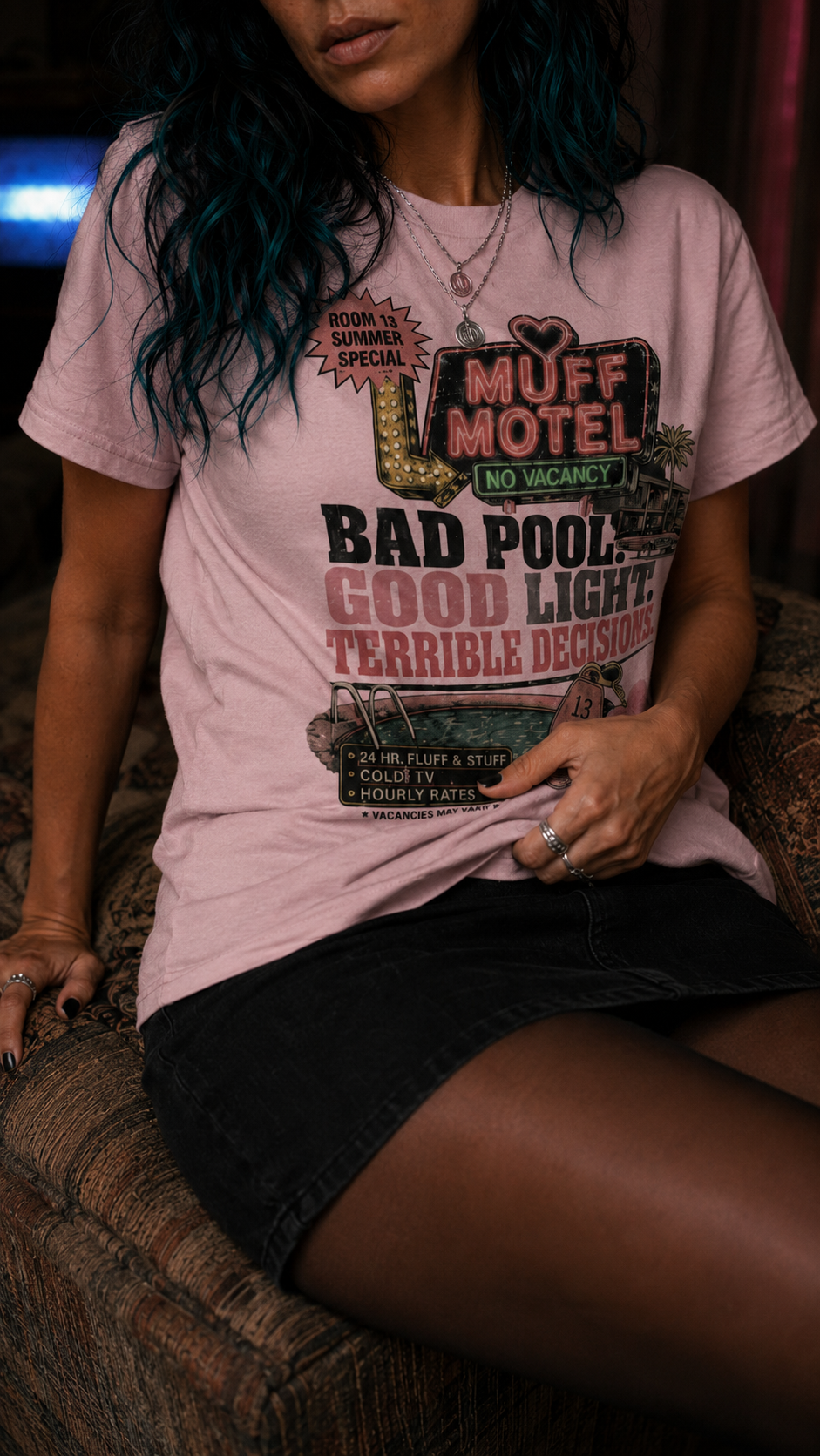 Bad Pool Good Light Terrible Decisions Tee | Muff Motel Light Colorway