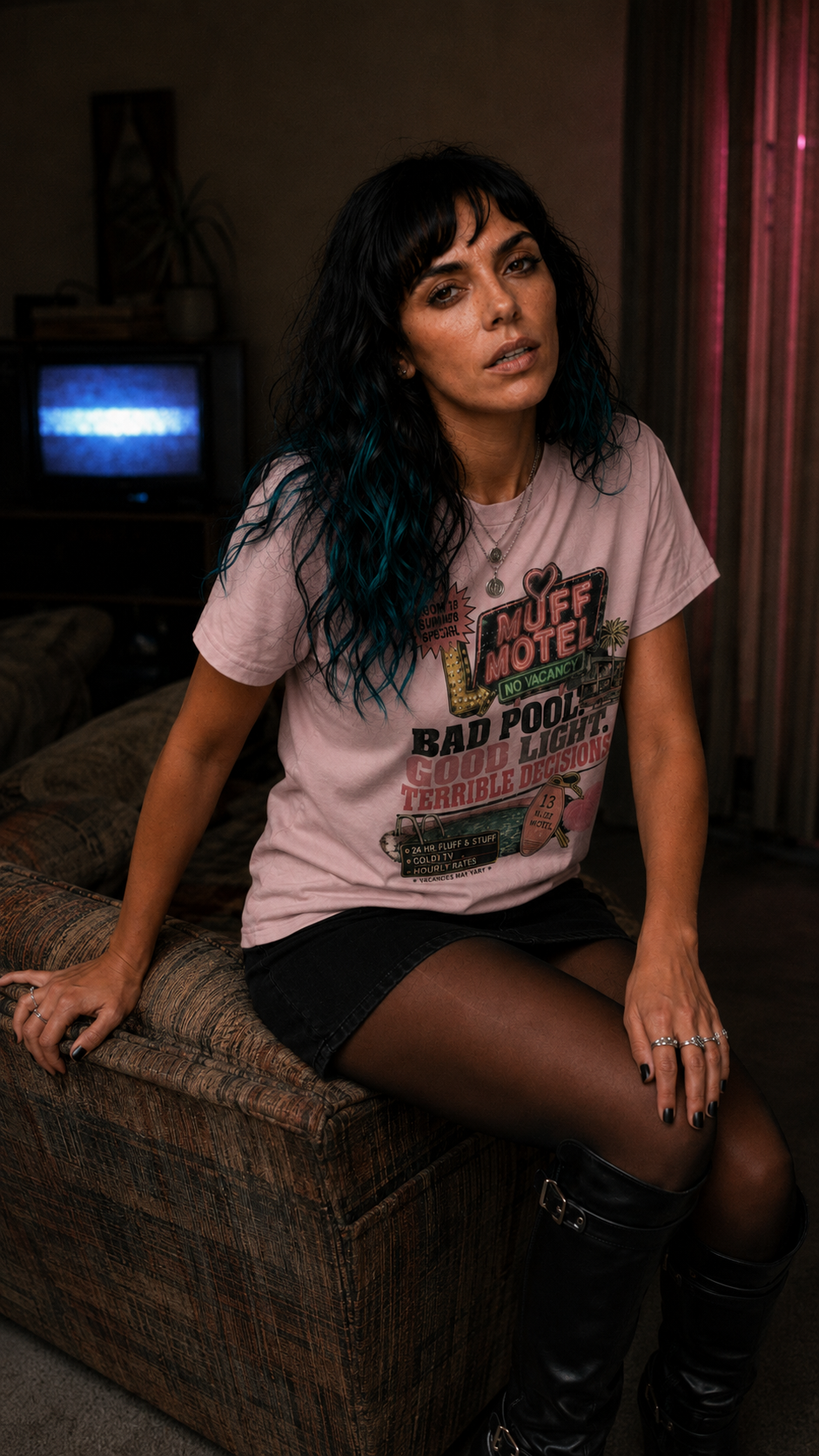 Bad Pool Good Light Terrible Decisions Tee | Muff Motel Light Colorway