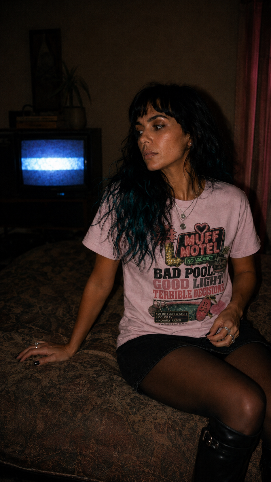 Bad Pool Good Light Terrible Decisions Tee | Muff Motel Light Colorway